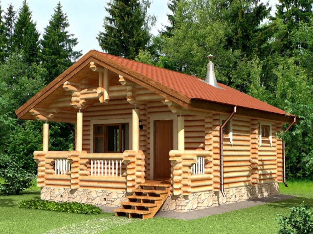 проект бани из бревна